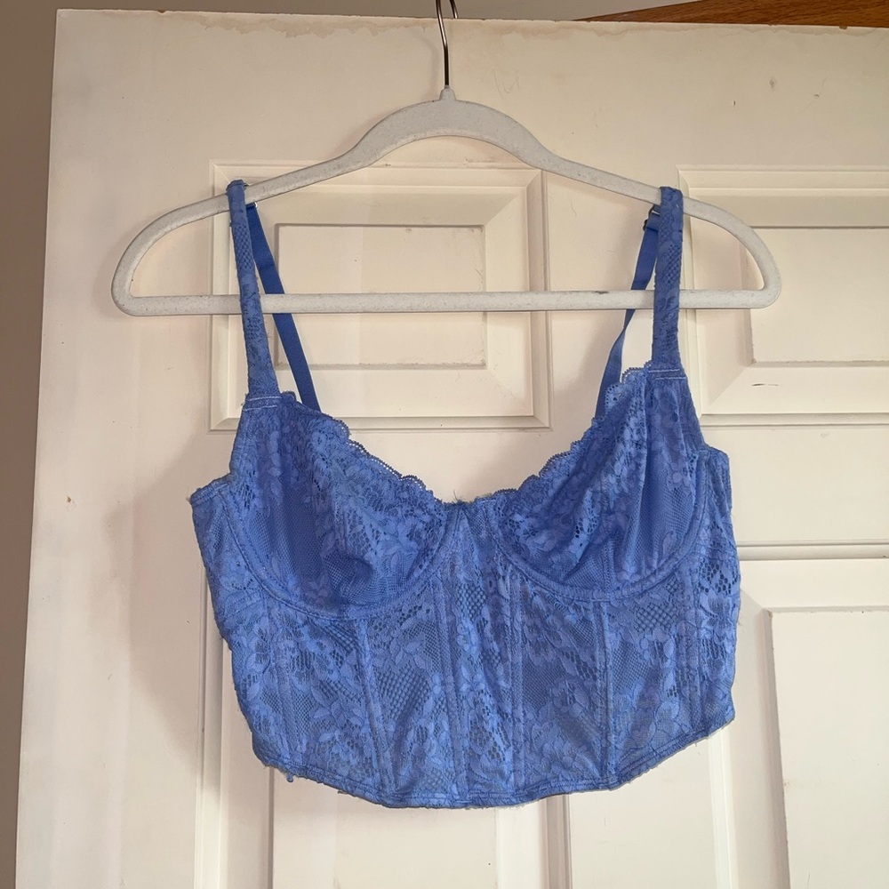 Blue Lace Corset Top